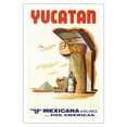 thumbnail image 1 of Yucatan Mexico - Mayan Ruins - Mexicana Airlines CMA World Airways - Vintage Airline Travel Poster c.1960s - Fine Art Matte Paper Print (Unframed) 30x44in, 1 of 4