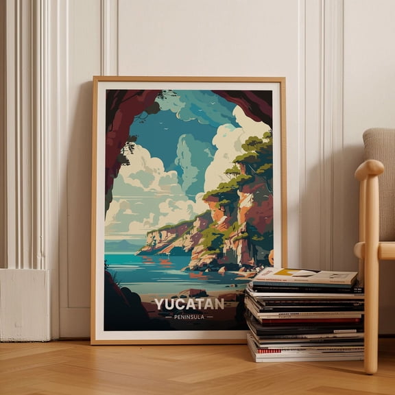 Yucatan Peninsula Travel Poster, Mexico Wall Art, Home Decor, Gift For Travelers, Adventure Theme Wall Art, Modern Wall Decor, 12x18 UNFRAMED