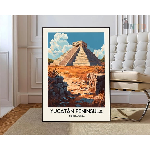 Yucatan Peninsula Travel Poster, Unframed Paper Poster 8x10in