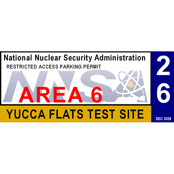 Yucca Flats Test Site Window Cling Parking Decal Vehicle Pass