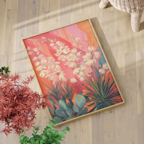 Yucca Flower Wall Art, Retro Southwestern Desert Cactus Home Decor, Unframed Paper Print Size 8x12