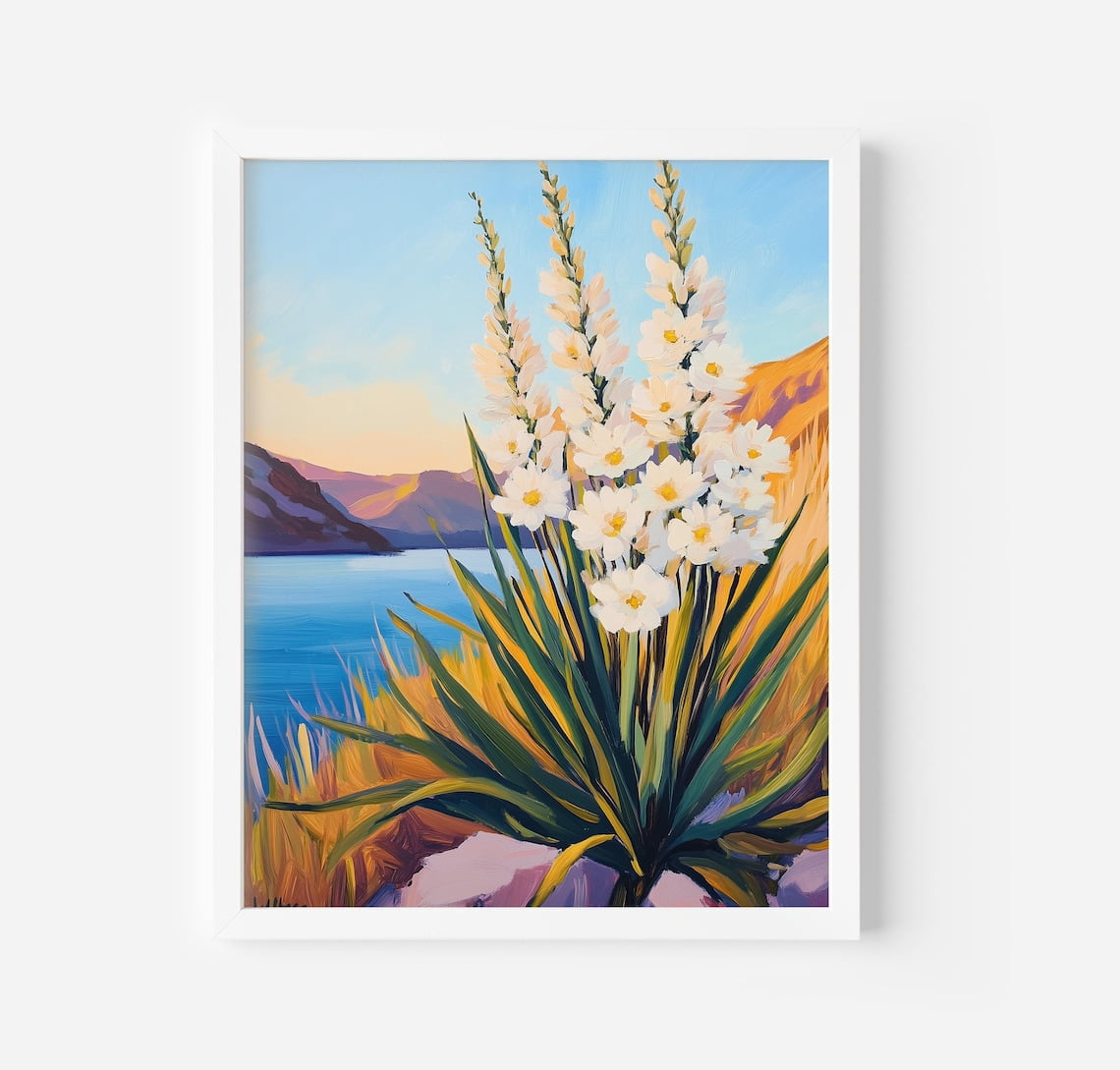 Yucca In Bloom Wall Art Print, Southwest Desert Botanical Decor ...