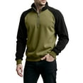 thumbnail image 1 of Yucgh Men's Colorblock Half Zip Stand Collar Sweatshirt, Athletic Large Size Casual Pullover with Modern Streetwear Design, Comfortable Sports Wear for Gym Training and Outdoor Activities,Army Green, 1 of 5