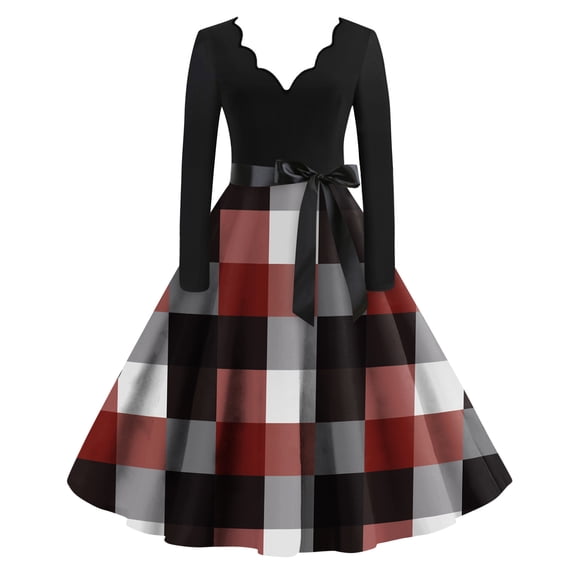 Yucgh Women's Casual Dress V Neck Long Sleeve Retro Printed Dress, Floral Boho Chic Maxi Dress, Spring Summer Party Dress for Women,S