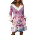 thumbnail image 1 of Yucgh Women's Long Sleeve Pullover Knit Dress with Pockets, V-Neck Knee Length Casual Winter Dress, Christmas Holiday Tunic Dress，S, 1 of 2