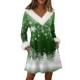 thumbnail image 1 of Yucgh Women's Pullover Dress Long Sleeve V Neck Knee Length Dress with Pockets, Casual Christmas Fluffy Fleece Dress, Winter Lounge Dress for Women,M, 1 of 2