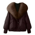 thumbnail image 1 of Yucgh Women's Solid Color Fashionable Thick Warm Temperament Cotton Jacket with Large Collar Cotton Coat, Insulated and Comfortable Outerwear for Cold Weather,M, 1 of 4