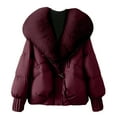 thumbnail image 1 of Yucgh Women's Solid Color Fashionable Thick Warm Temperament Cotton Jacket with Large Collar Cotton Coat, Insulated and Comfortable Outerwear for Cold Weather,M, 1 of 4