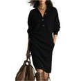 thumbnail image 1 of Yucgh Women's Sweater Dress Knee Length Long Loose Solid Color Knit Maxi Dress, Casual Round Neck Long Sleeve Dress, Fall Winter Lounge Dress for Women,2XL, 1 of 2