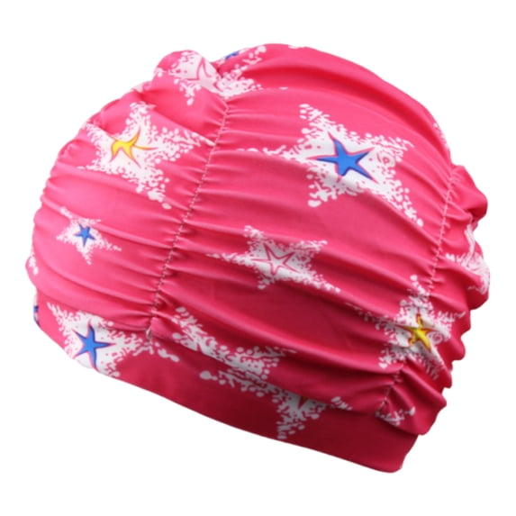 Yucurem 1 Pack Oversized Printed Fabric Swim Cap for Women Men, Breathable Elastic Flexible Swim Caps, Lightweight Ear Protection Bathing Caps Diving Swimming Equipment