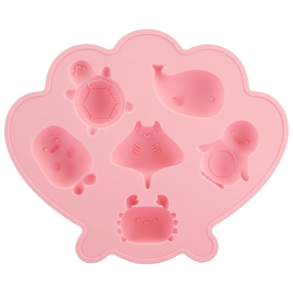 Yucurem 1 Pack Silicone Ice Cube Tray Shell with Cute Marine Life Shapes, Easy to Release Beach Shell Starfish Shapes Ice Cube Molds for Freezer Home, Kitchen, Drinks, Cocktail, Coffee (Pink)