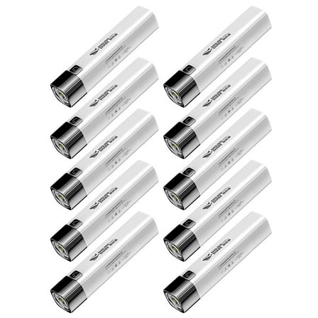 Yucurem 10 Pack Flashlight Rechargeable Led Flashlight 3 Mode for Emergency Home Camping Lamp (White)