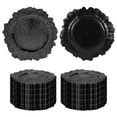 thumbnail image 1 of Yucurem 100PCS Reusable Charger Plates Bulk, 12.2" Plastic Dinner Charger Plates, Round Ruffled Rim Decorative Dinner Tableware for Wedding, Party, Event Table Decor (Black), 1 of 9
