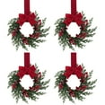 thumbnail image 1 of Yucurem 11.8 Inch Mini Christmas Cabinet Wreath, 4PCS Small Christmas Kitchen Wreaths with Bow Ribbon for Xmas Window Door Chair Fireplace Table Centerpiece Indoor Outdoor Decor, 1 of 7