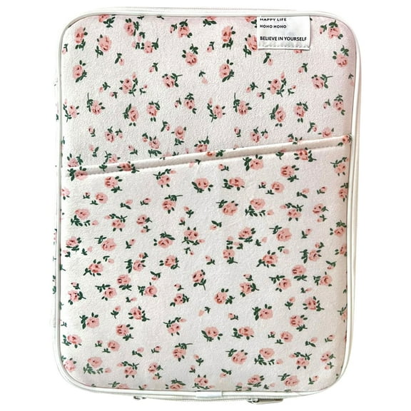 Yucurem 11in Floral Padded Laptop Case Soft Tablet Sleeve Case For Women Girls (Pink) Multi-function computer bag (A)