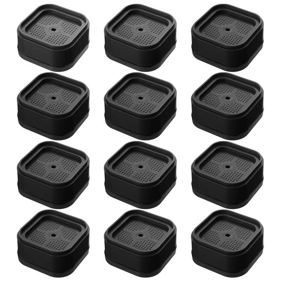 Yucurem 12 Pack Furniture Risers, Heavy Duty Square Stackable Bed Risers for Desk Leg Table Couch Sofa Chair Bed Frame Legs Lift Height 1", Black