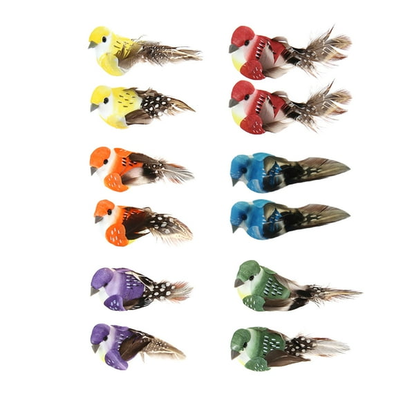 Yucurem 12pcs/Set Simulation Artificial Foam Birds Models Garden Miniature Home Decoration