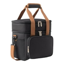 Yucurem 13L Dual Compartments Expandable Insulated Cooler Bag for Camping Picnic Camping Storage (Black)