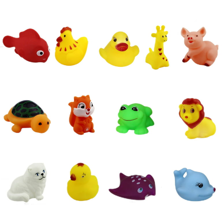 Yucurem 13pcs Kids Bath Toys Animals Pinching Water Toy Squeeze-sounding  Dabbling Toys