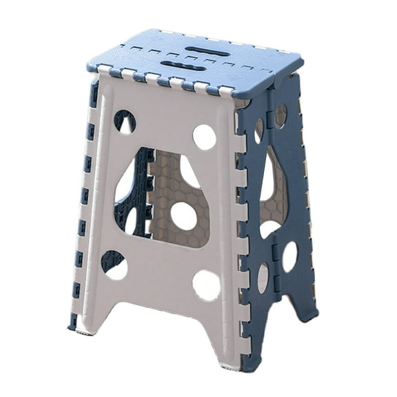 Yucurem 18 Inch Folding Step Stool, Portable Collapsible Plastic Step Stool for Adults, Non Slip Folding Stools for Home Dorm Camping Hold Up to 400lbs (Blue)