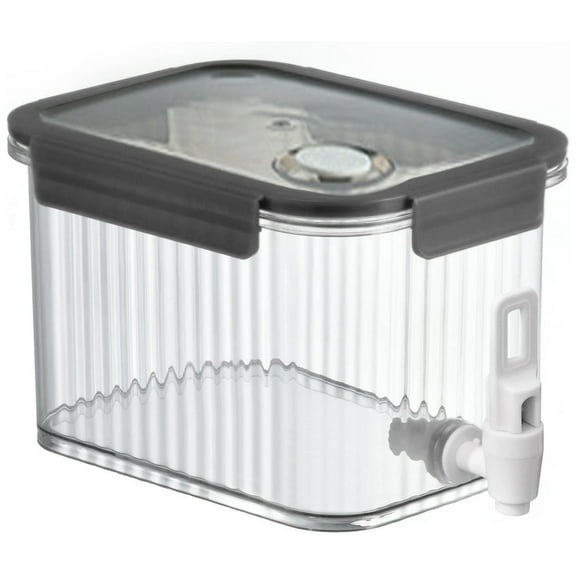 Yucurem 2.5L Clear Fridge Drink Dispenser With Spigot & Lid For Home Kitchen Kitchen Essentials (Grey)