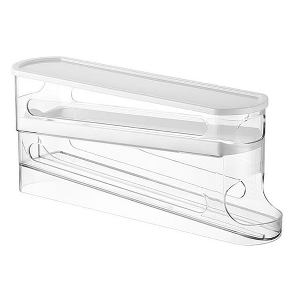 Yucurem 2 Tier Automatic Scrolling Egg Rack Non-slip Sliding Egg Holder for Home Kitchen Kitchen Supplies (A)