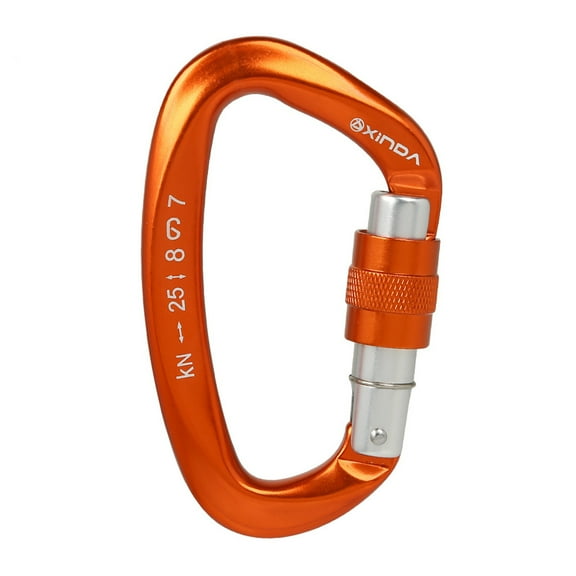 Yucurem 25KN D Shape Carabiner 25KN D Shape Safety Lock Carabiner Outdoor Climbing Buckle (Orange)