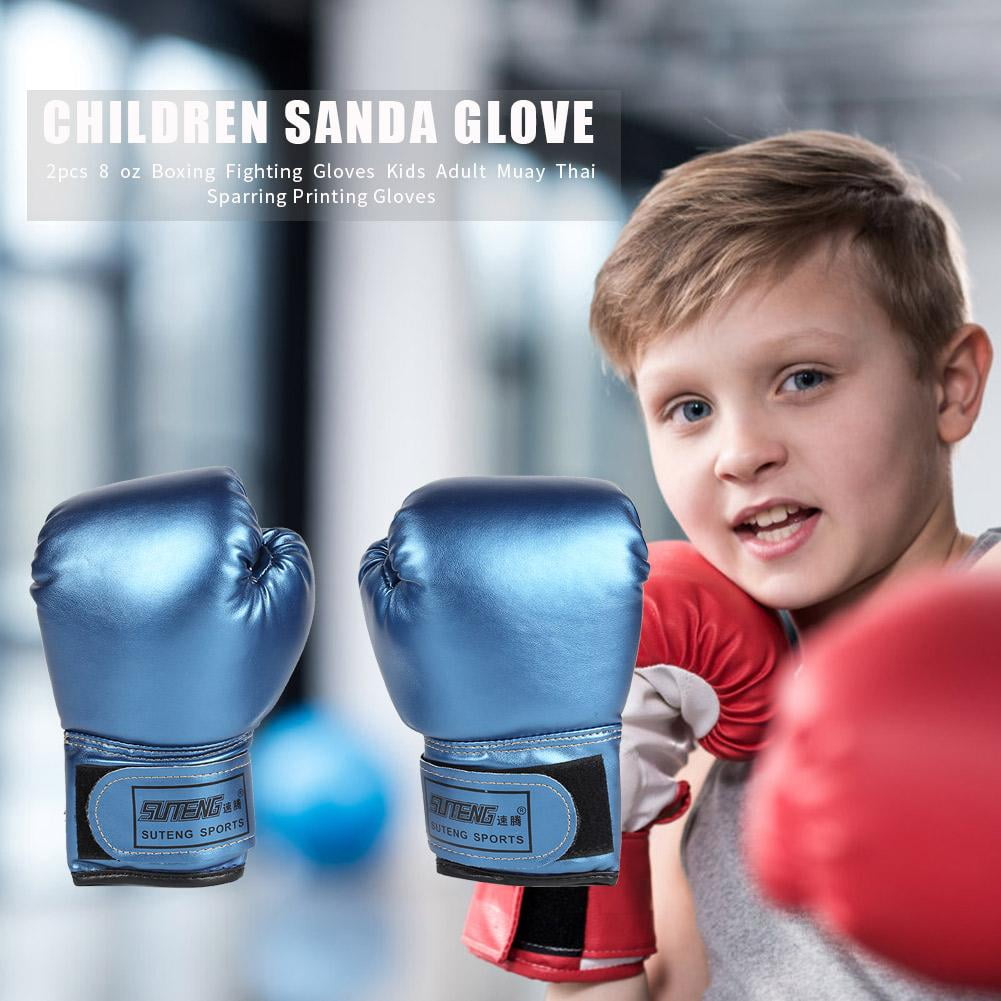 Yucurem 2pcs Boxing Training Fighting Gloves Leather Kids Kickboxing