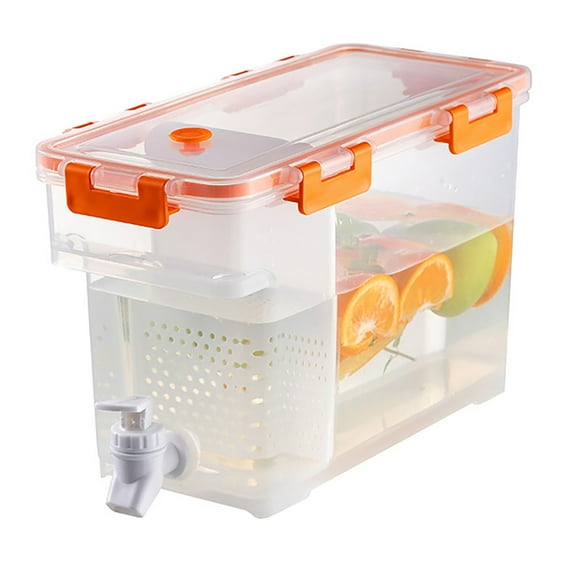 Yucurem 3.5L Refrigerator Cold Kettle With Spigot Juice Beverage Dispenser Kitchen Essentials (Orange)