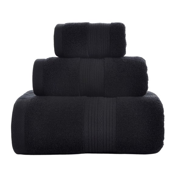 Yucurem 3 Pack Large Bath Towels Set, Lightweight Luxury Bath Towel Set, Portable Absorbent Towels for Bathroom Essentials Shower Spa (Black)