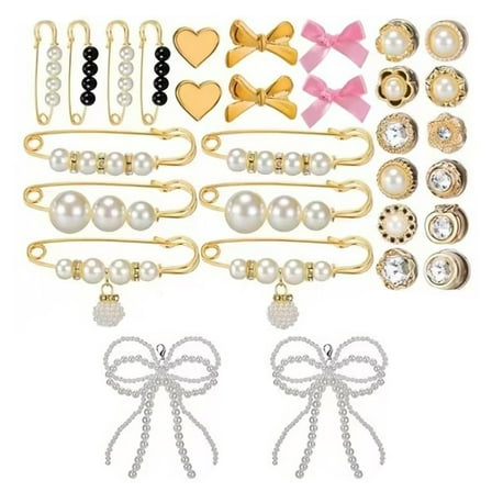 Yucurem 30 Pcs Shoe Charms Contain Bows/Clips/Pins/Jewelry Shoe Lace Charms for Sneakers (A)