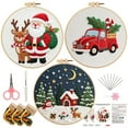 thumbnail image 1 of Yucurem 3PCS Christmas DIY Embroidery Starter Kit for Adults & Beginners, DIY Needlepoint Kit with Embroidery Hoop Thread Needle for Craft Lover Gifts, 1 of 6