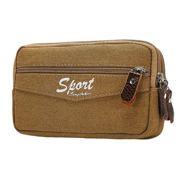 Yucurem 3pcs Casual Canvas Outdoor Men Phone Purse Waist Bag Zip Pouch(Khaki)