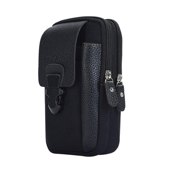 Yucurem 3pcs Men Sport Waist Bag Canvas Business Belt Mobile Phone Pouch(Black)