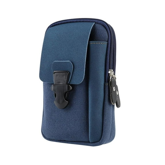 Yucurem 3pcs Men Sport Waist Bag Canvas Business Belt Mobile Phone Pouch(Blue)