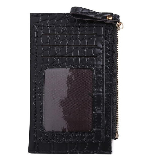 Yucurem 3pcs Retro Women PU Alligator Pattern Card Holder Contrast Color Wallet (Black)
