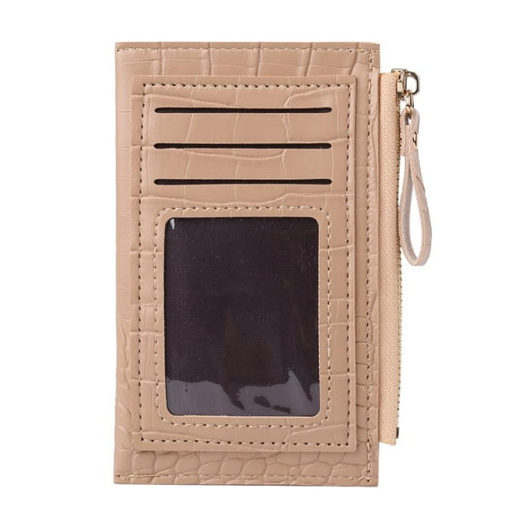 Yucurem 3pcs Retro Women PU Alligator Pattern Card Holder Contrast Color Wallet (Khaki)