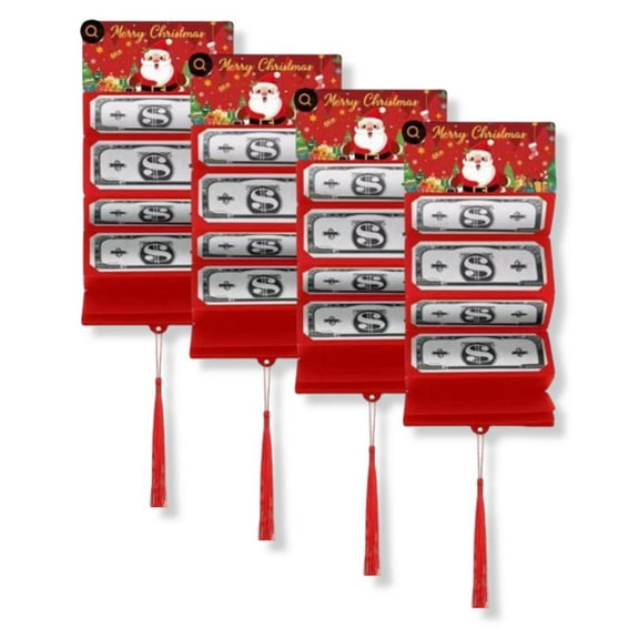 Yucurem 4 Pieces Christmas Cash Gift Envelope, 2026 New Christmas Money Holder or DIY Cash Gift Card Holder with 10 Slots, Surprise Christmas Xmas Gift for Women Men