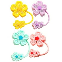 Yucurem 4Pcs Silicone 10mm Cherry Blossoms Straw Covers for 30&40 Oz Tumbler Water Bottles for Sports (Multicolor)