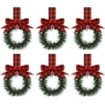 thumbnail image 1 of Yucurem 5.1 Inch Mini Christmas Cabinet Wreath, 6PCS Small Christmas Kitchen Wreaths with Bow Ribbon for Xmas Window Door Chair Fireplace Table Centerpiece Indoor Outdoor Decor, 1 of 7