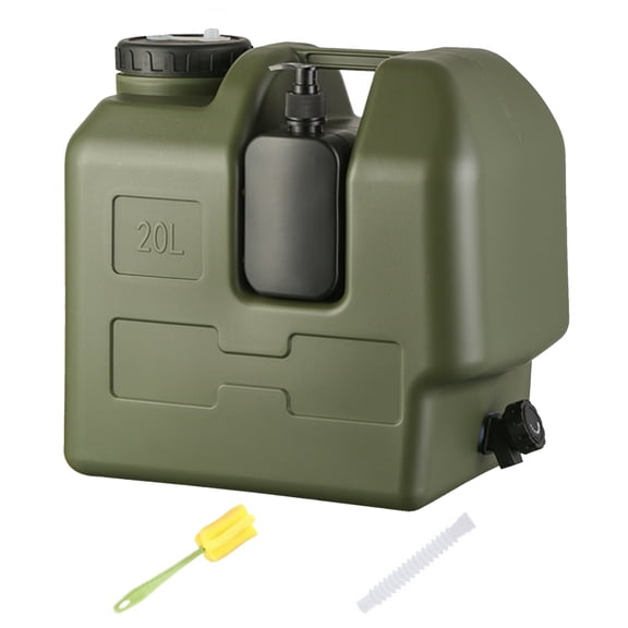 Yucurem 5 Gallon Water Containers with Spigot, Multifunction Water Storage Jug with Hand Sanitizer Bottle for Camping Outdoor Hiking, Emergency Stroage (Green)