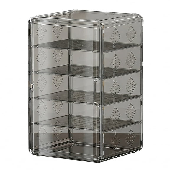 Yucurem 5-Layers Detachable Food Storage with Magnetic Door, Transparent Gray Plastic Stackable Storage Container for Bakery Cookies Donuts, 10.63" x 9.45" x 16.93"