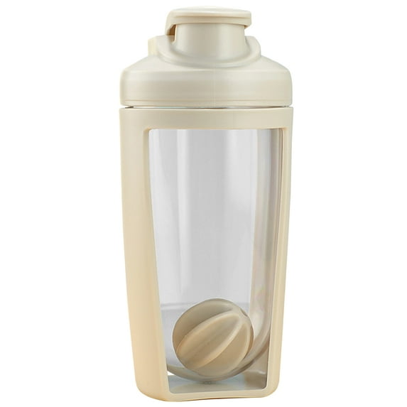 Yucurem 500ml Protein Shaker Bottle with Whisk Ball for Workout Gym Sport Water Bottles for Sports (Beige)