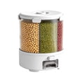 thumbnail image 1 of Yucurem 6-Compartment Grain Dispenser, 360° Rotating Storage Container with Sealed Lid, 25 Lbs Airtight Storage Bucket for Grains, Beans, Rice, Peanut (White), 1 of 10