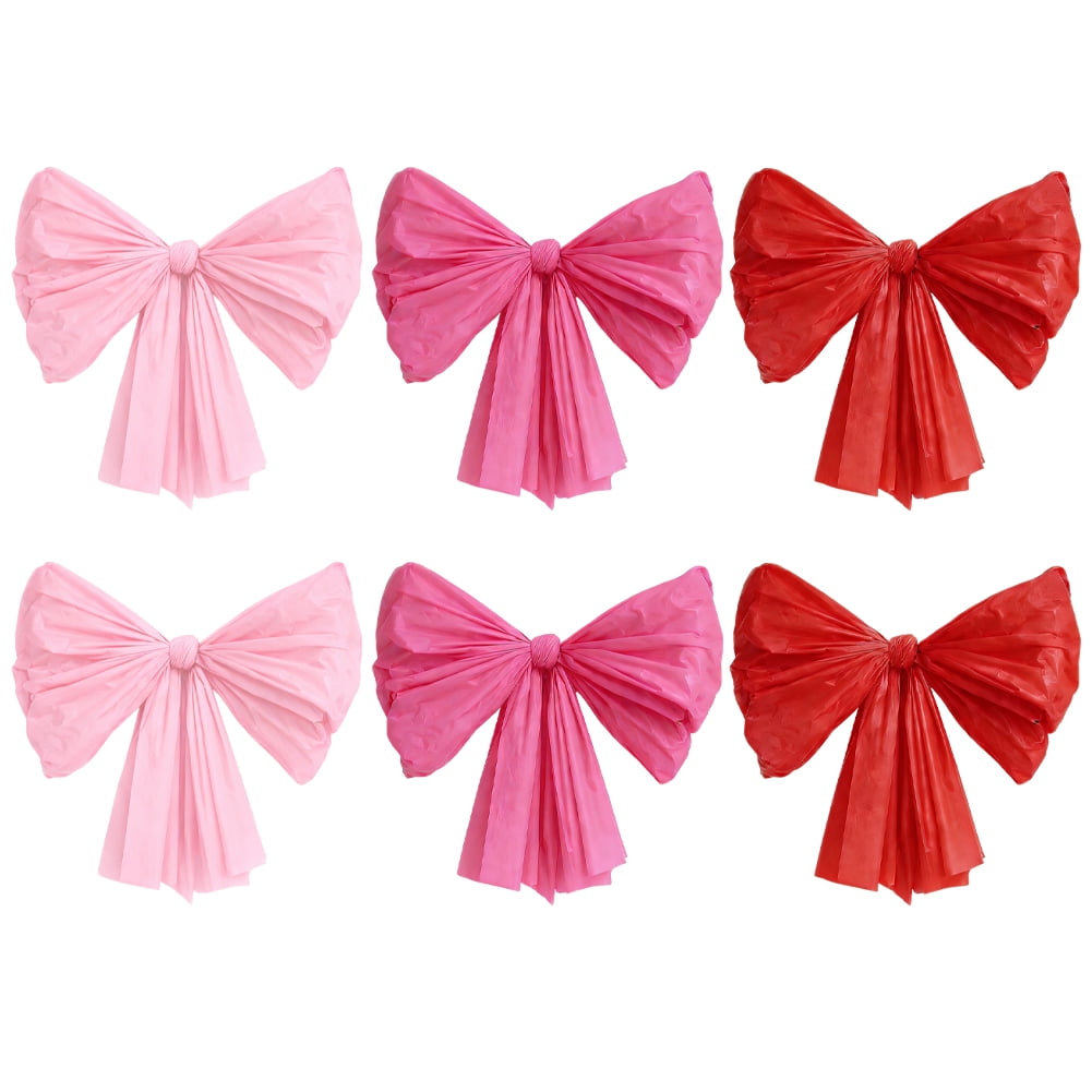 Yucurem 6 Pack DIY Giant Wall Bows, Hanging Coquette Ribbon Bowknot Backdrop Decor for Valentine's Day Birthday Wedding Party Supplies