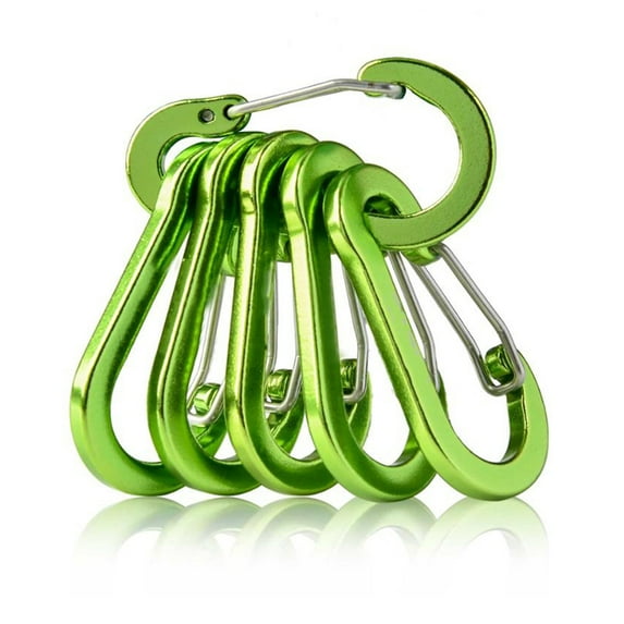 Yucurem 6Pcs Carabiner Spring Clip D Shape Buckle Hiking Backpacking Tools Mountaineering Essential (F)