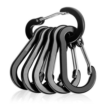 Yucurem 6Pcs Carabiner Spring Clip D Shape Lock Hiking Backpacking Tools Mountaineering Essential (A)