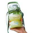 thumbnail image 1 of Yucurem 850ml Bear/frog Cups Double Drink Straw Kettles Water Bottles Kitchen Essentials (Green), 1 of 10