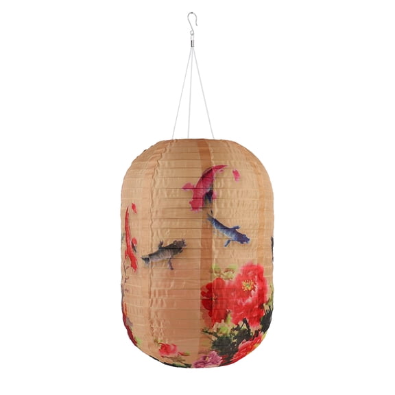 Yucurem 9.8 inch Solar LED Hanging Light Lanterns, IP65 Waterproof Party Decoration Light Lamp, Retro Bright Warm Light Lanterns (Big Red Peony Fish)