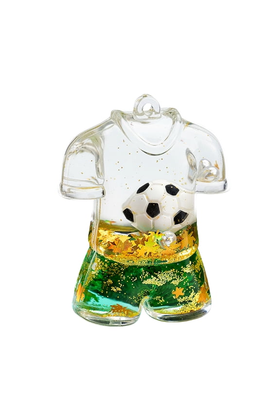 Acrylic Liquid Quicksand Soccer Ball Keychain for Fans, Football Key Chain Pendant Gifts for Backpacks Bags Car Decor (Green)